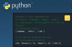 Python logo and code smaple